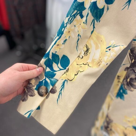 A Line Small Yellow Spring Floral Coat - Picture 7 of 7